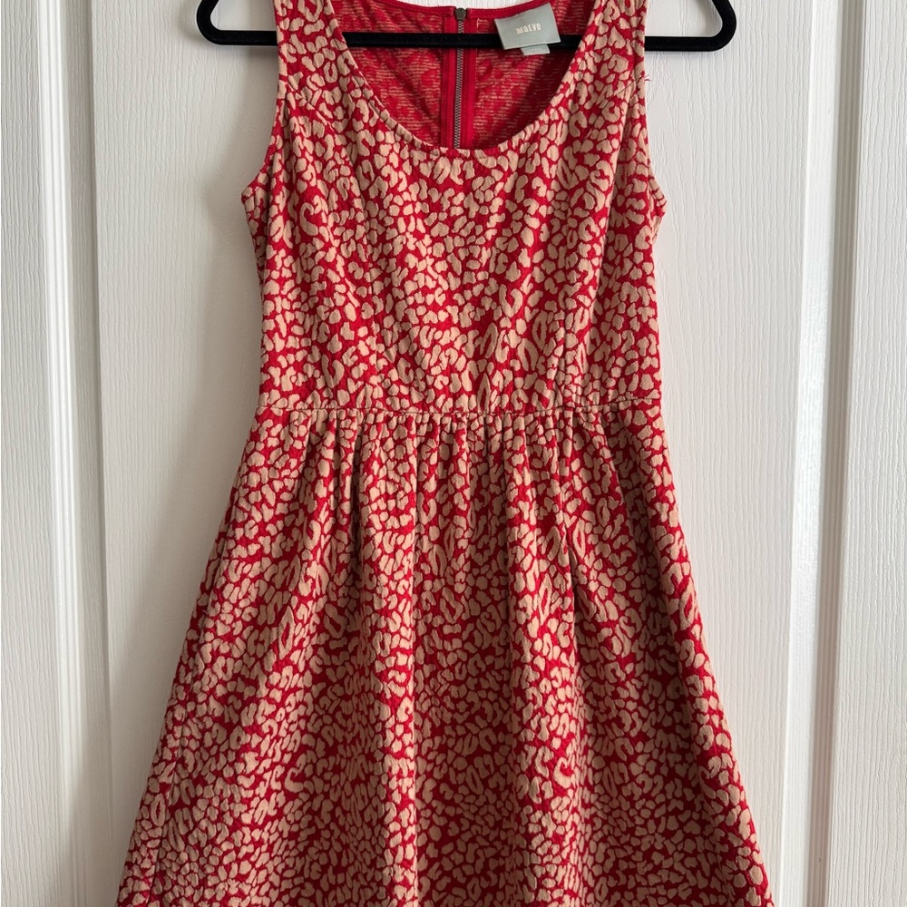 Maeve For Anthropologie Coral and Cream Leopard Mini Dress